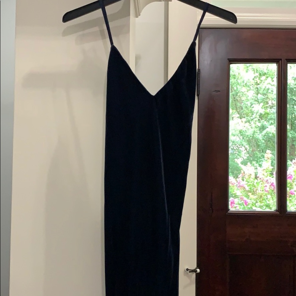 Long velvet dark navy blue